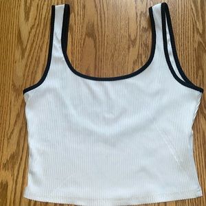 black and white tank with low back